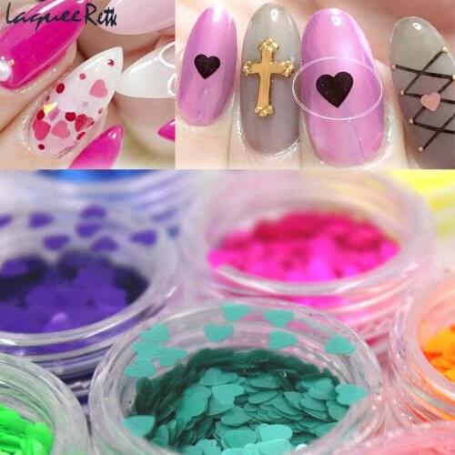 12 Color Glitter Heart Shape Holographic Laser Rainbow Powder Nail Chrome Pigment Glitter Powder Manicure Nail Art Glitter