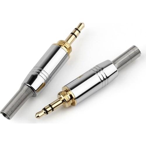 2pcs 3.5mm Male Audio Jack With Tail Length 15mm ID 4.8MM 3 Pole Stereo Earphone Plug Solder Wire Liner Connectors Gold Plated