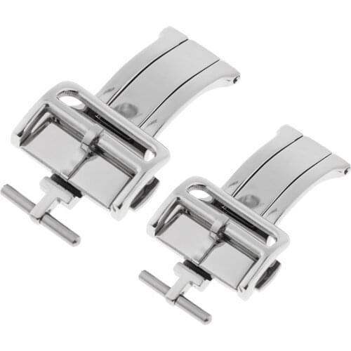 2pc Stainless Watch Bands Double Push Button Deployment Clasps For Leather Strap