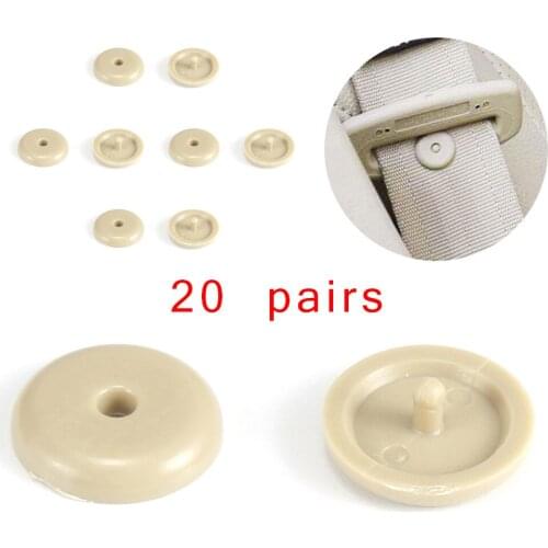 Stopper Seat Belt Clips Fasteners Kit Universal 20 Pairs Beige Durable