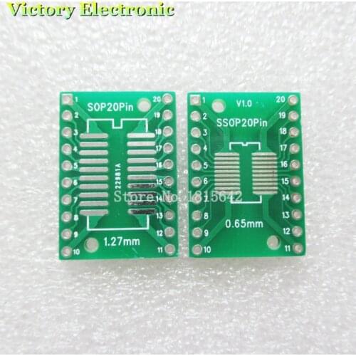 20PCS/Lot SOP20 SSOP20 TSSOP20 to DIP20 Pinboard SMD To DIP Adapter 0.65mm/1.27mm to 2.54mm DIP Pin Pitch PCB Board Converter