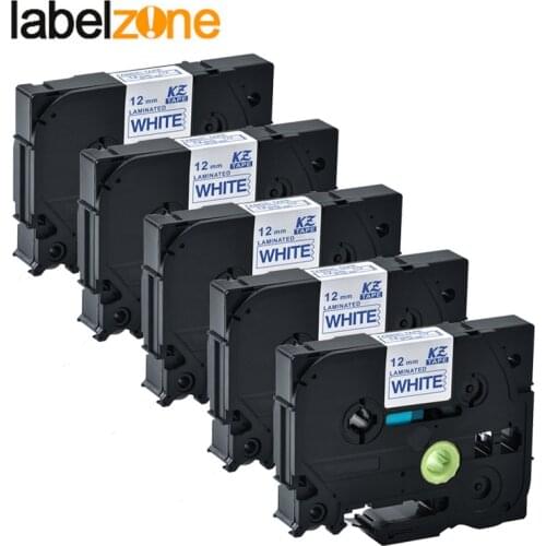 5Pcs 12mm tze-fa3 Fabric Iron Labels Tape Compatible Brother p touch printer tze fa3 tz-fa3 tz fa3 Blue on white tze tapes