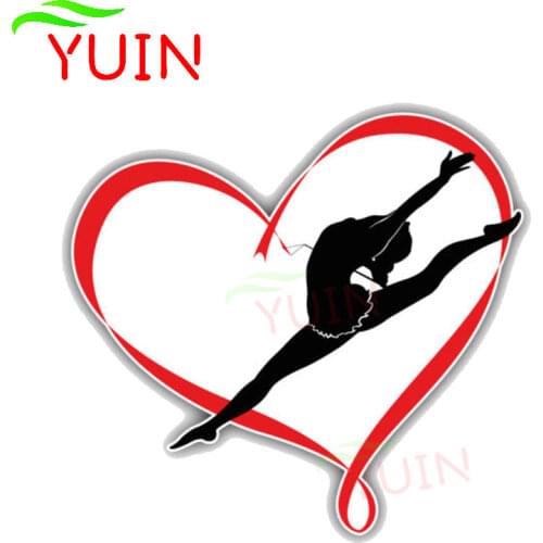 Car Sticker Stylish Cartoon Love Gymnastics Decals Accessories Fashion PVC Bumper Window Motorcycle Waterproof Decal 13*13cm