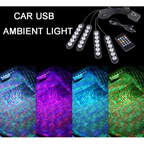 Car Ambient Remote USB 24 LEDs light for Mitsubishi Pajero Ralliart L200 Eclipse Lancer ASX Car Foot lamp Accessories