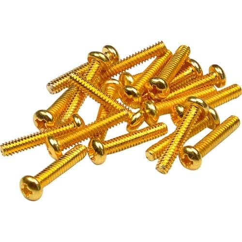 Musiclily Basic 2.8x17mm Metal Metric Thread Single Coil Pickup Mounting Screws for Strat Tele Electric Guitar, Gold (Set of 20)