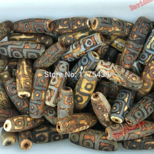 Free Shipping 12mmx41mm Prayer Mala black Tibetan Mystical Agat Dzi 9 Eyes Beads 1pcs/lot