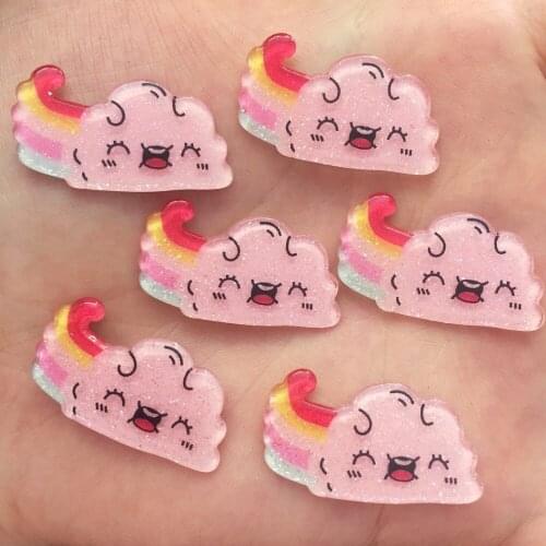 Glitter Lovely clouds Flat back Acrylic sheet Miniature pattern applique 10pcs DIY Wedding scrapbook craft OF626