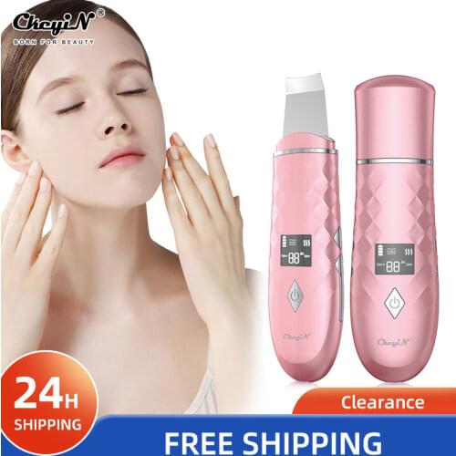CkeyiN Ems Ultrasonic Ion Skin Scrubber 4 Modes Blackhead Remover Pore Cleaner Face Lift Deep Cleansing Skin Peeling Facial Care