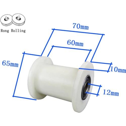 H-groove width 60mm,sliding grooved nylon roller diameter 65mm,thickness 70mm,gate nylon wheel with double 6201RS bearings