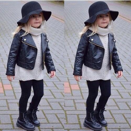 Fashion Baby Girls Leather Jackets PU Short Coat for Girl Outerwear Cloth infant baby jacket High Quality Spring Newborn Coats