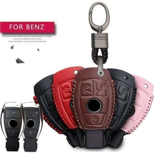 For Mercedes Benz CLA GLA GLK AMG GLC C C200 B200 S C E Class W213 Leather Key Chains Case Ring Cover Car Styling Accessories