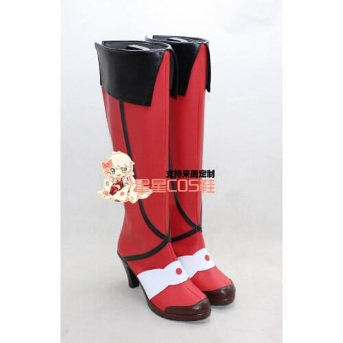 Macross Delta Freyja Wion Red Girls Long Cosplay Shoes Boots X002