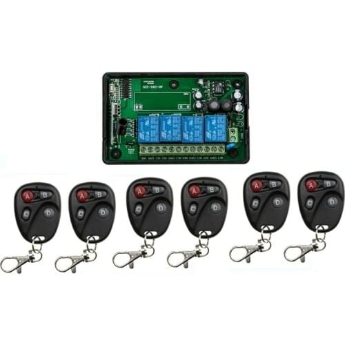 AC 110V 220V 240V RF 4CH Voltage Multi-Function Wireless Remote Control and Receiver Smart home & 6pcs remote & 1pcs receiver