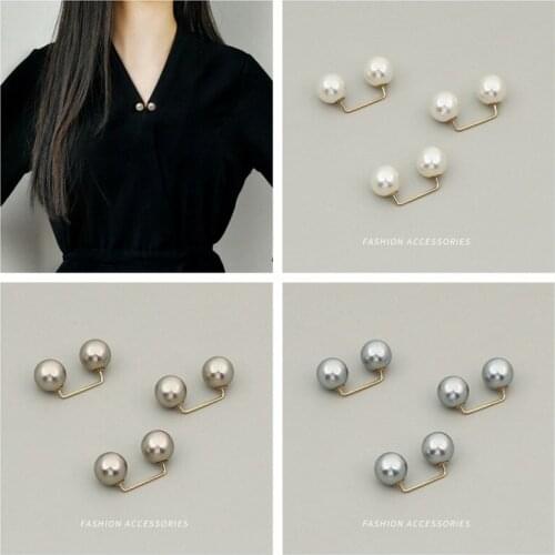 Fashion Pearl Brooch 3Pcs Artificial Double-Headed Pearl Looper Right Angle