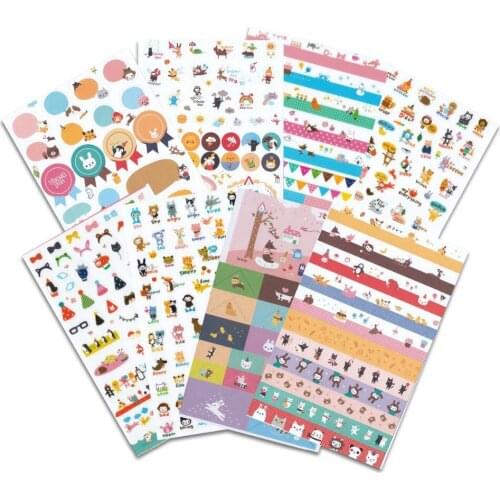 8Pcs/Set With PVC Bag Deco Craft Stickers Pack Diary Scrapbooking DIY For Kids Iphone Laptop