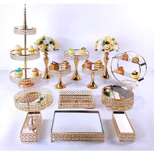 11-13pcs Gold Wedding Cupcake Stand Set Wrought Iron Exquisite Cake Rack Base Dessert Party Table Candy Bar Table Decor