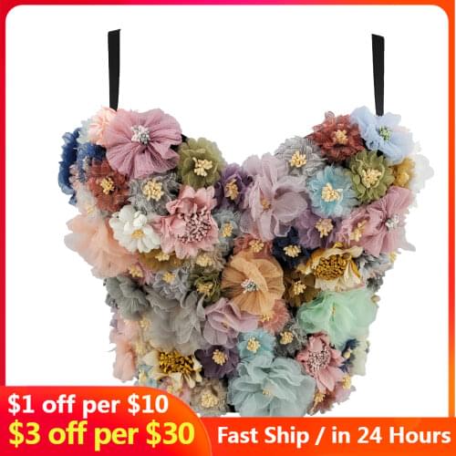 2021 new flower trend Applique Floral Corselets Womens Bachelorette Bustier Bra Cropped Top Wedding Bralette Vest Plus Size