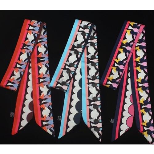 120*5cm New Koean Long Small Silk Scarf For Women Hair Band Bag Strap Infinity Scarf Neckerchief Belt Neck Ladies Scarves