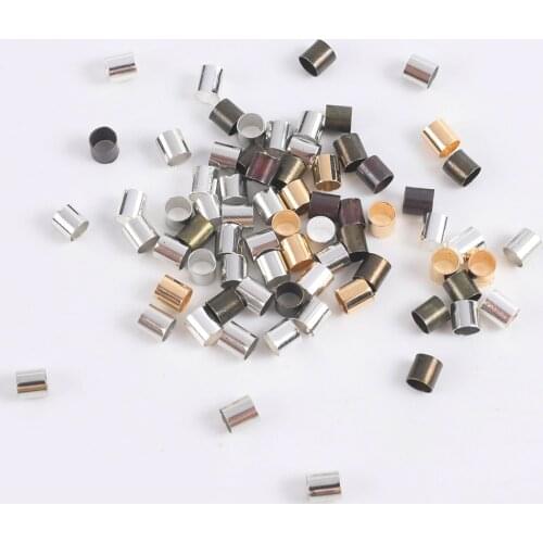 500Pcs 1.5-2.5mm Copper Tube Crimp End Beads Stopper Spacer Beads For Jewelry Making Supplies Necklace Bracelet DIY Accessories
