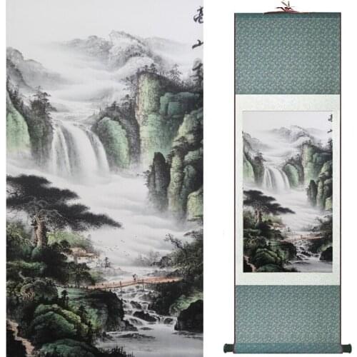 Landscape painting Home Office Decoration Chinese scroll painting Mountains and river painting 19082420