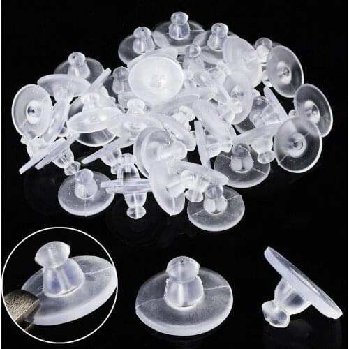 50 pcs/lot Transparent Rubber Stoppers Silicone Round Stud Earring Ear Plugging Blocked Earring Backs Stoppers