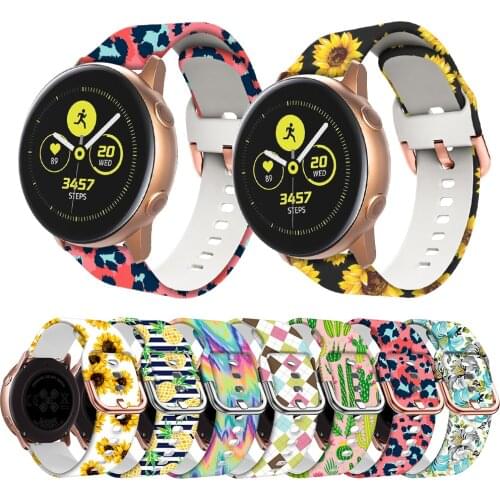 20mm Silicone Band for Samsung Galaxy Watch 42mm Active 2 Watch 3 41mm Gear S2 Women Printing Strap Watchband for Amazfit bip