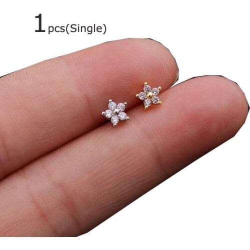 1pcs flower 20G earrings cartilage tragus helix piercing 6mm Length
