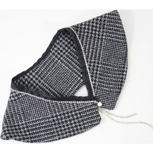 Scottish tartan lovely collar decorative white bead Clothes fur shawl Collar half Shirt false Collar Vintage neckwear Women