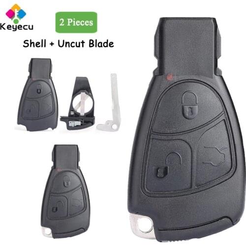 KEYECU Pair Replacement Smart Remote Control Key Shell Housing With 3 Button - FOB for Mercedes-Benz Sprinter C S E Class ML SLK