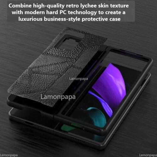Vintage Leather Case for Samsung Galaxy Z Fold2 5G Case Luxury Litchi All-inclusive Shockproof Cover for Samsung Z Fold 2 Case