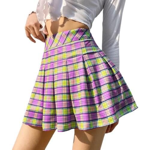 Fashion Spring Summer Women High Waist Plaid Skirt Ladies Female Stylish Skirt for Shopping Daily Wear Mini Skirt Drop Ship