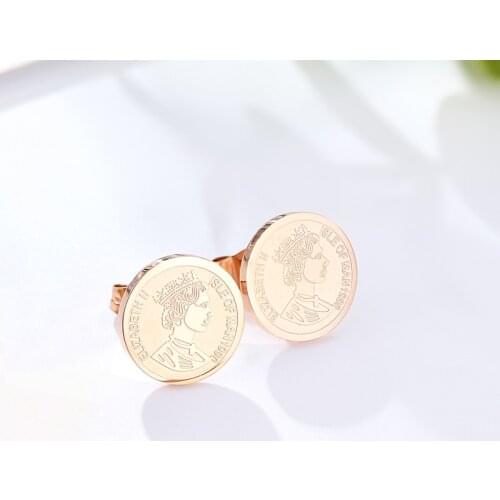 Gold coin earrings queen retro nostalgia gold earrings best mother gift woman jewelry earrings wholesale