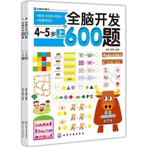 2pcs 600 questions for whole brain development Fun mathematical thinking training children intelligence development game book
