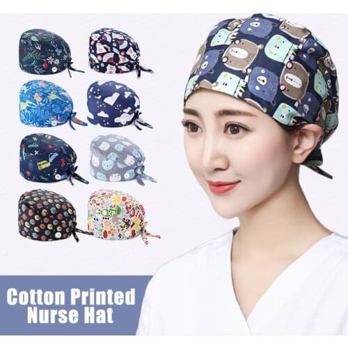 2Pcs Button Adjustable Scrubs Cap Womens Operating Room Hats Pharmacy Nursing Cap Laboratory Pet Shop Hat Beauty Salon Care Cap