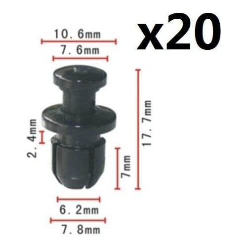 20pcs Nylon For Honda # 90657-SB0-003 Splash Shield Clip Accord Prelude CR-V For Acura