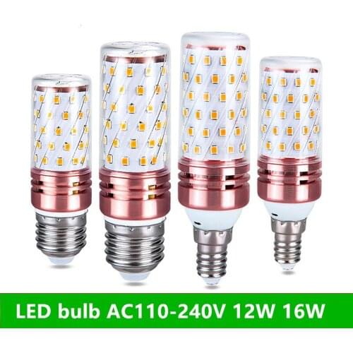 220V E27 E14 LED Corn Bulbs 12W 16W Candelabra LED Light Bulb White 6500K Warm White 3000K 800LM Small Screw Lamp Bulbs For Home