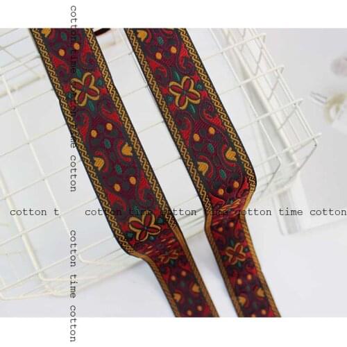 6yards/lot Ethnic Embroidery Trim Flower Fabric Webbing 4cm wide Chic ribbon in vintage style accessory for bag garment