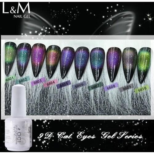 6pcs/lot NEW Arrival magic Magnetic 9D Cat Eyes series IDO UV Gel soak off polish Gel Nails beauty Changeable Long Lasting