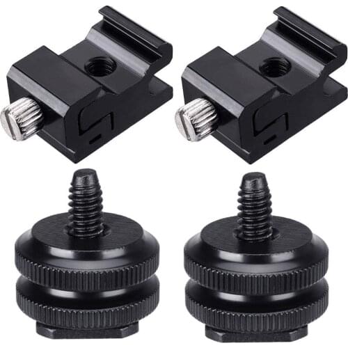 Hot Shoe Adapter Flash Shoe Mount Hot Shoe Mount to 1/4"-20 Tripod Screw Adapter DSLR Camera Rig 4 Packs