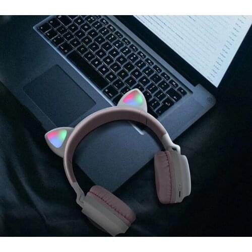 Cat Ear Bluetooth Earphone Cute 3 Colors Stereo Wireless Bass Gaming Headphone Headset with Mic