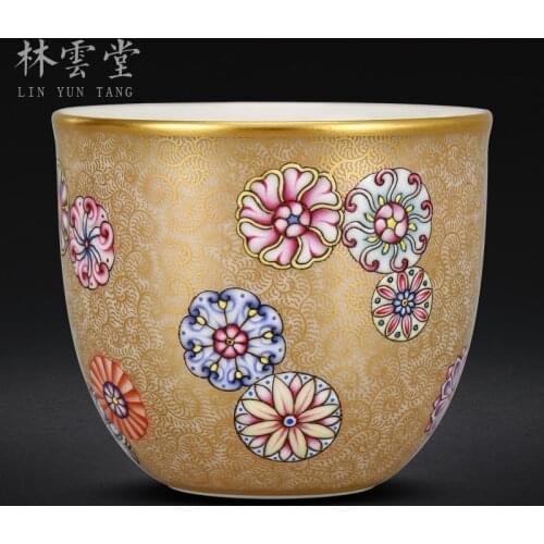 Colour hand-painted ball enamel Lin Yuntang master cup single cup jingdezhen ceramics by hand kung fu tea cups