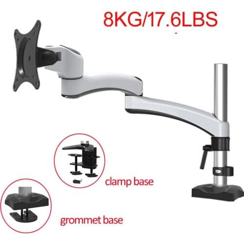 DL-GM112 Aluminum 10"-27" 5-16kg 360 rotate dual arm clamp grommet heavy monitor desktop stand LCD Mount PC bracket full motion