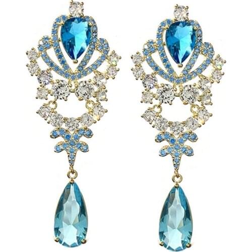 EYER Wholesale Fashion Micro Pave Cubic Zirconia Drop Earrings Temperament Shining Pendant Accessories For Women Party Jewelry