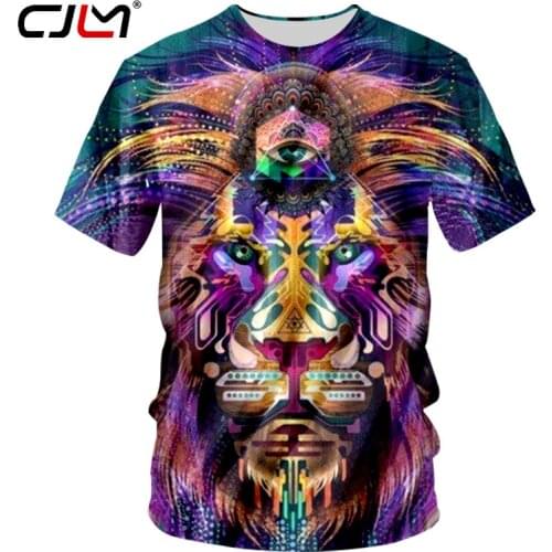 CJLM T Shirt Man Brand Short Sleeve Hip Hop Male T-Shirts Mens Colorful Hair Lion King 3d Print Casual Tshirt Loose Tee Tops 7XL