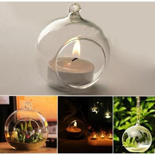 2Pcs Crystal Candlestick Glass Candle Holder Romantic Wedding Dinner Hanging Decor Candle Holders