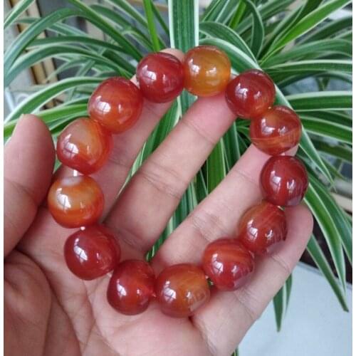 16mm beautiful Red agate chalcedony Mala Bead Bangle agate bracelet Amulet