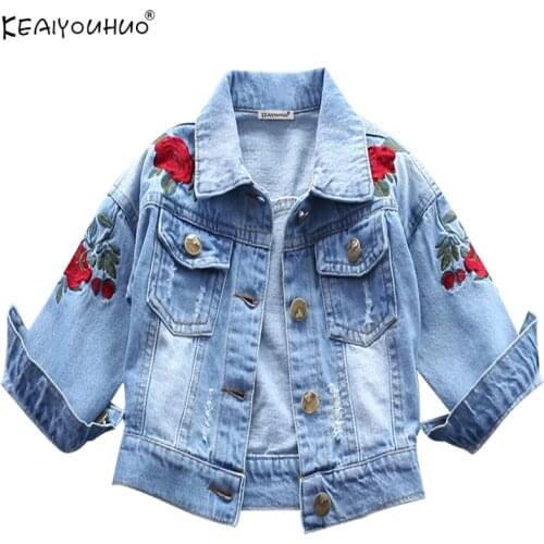 KEAIYOUHUO Autumn 2018 Denim Jacket For Girls Outerwear Children Clothes Girl Coat Toddler Denim Jackets Long Sleeve Girls Coats