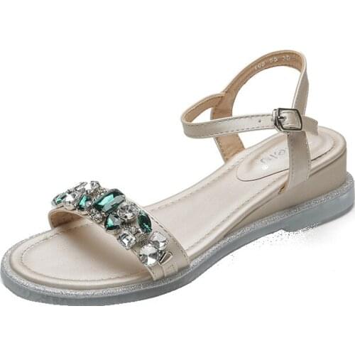 Ladies Flat Sandals Diamond Sandals 2021 Summer New Bohemian Fashion Outdoor Dating Shopping Breathable Lightweight Slippers