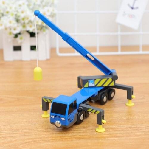 Simulation Large Crane Engineering Car Toy Boy Children Trolley Trolley Wooden Inertial Rail Car Wooden Train Track Toys for Kid