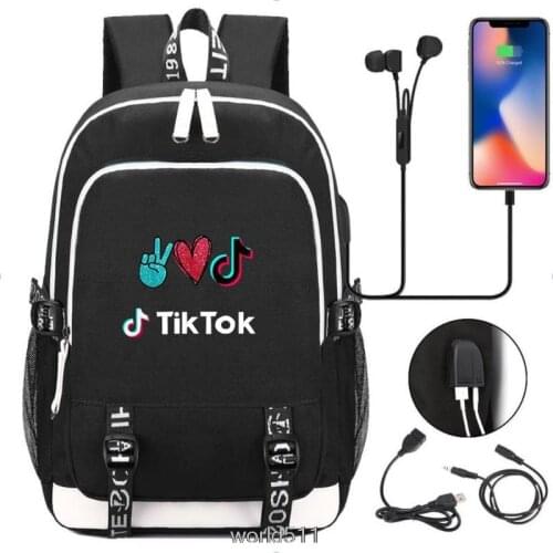 Hot Tik Tok Backpack for Men Women Teenager School Bags with Charging USB Printing Capacity Causal Travel Backpack birthday gift